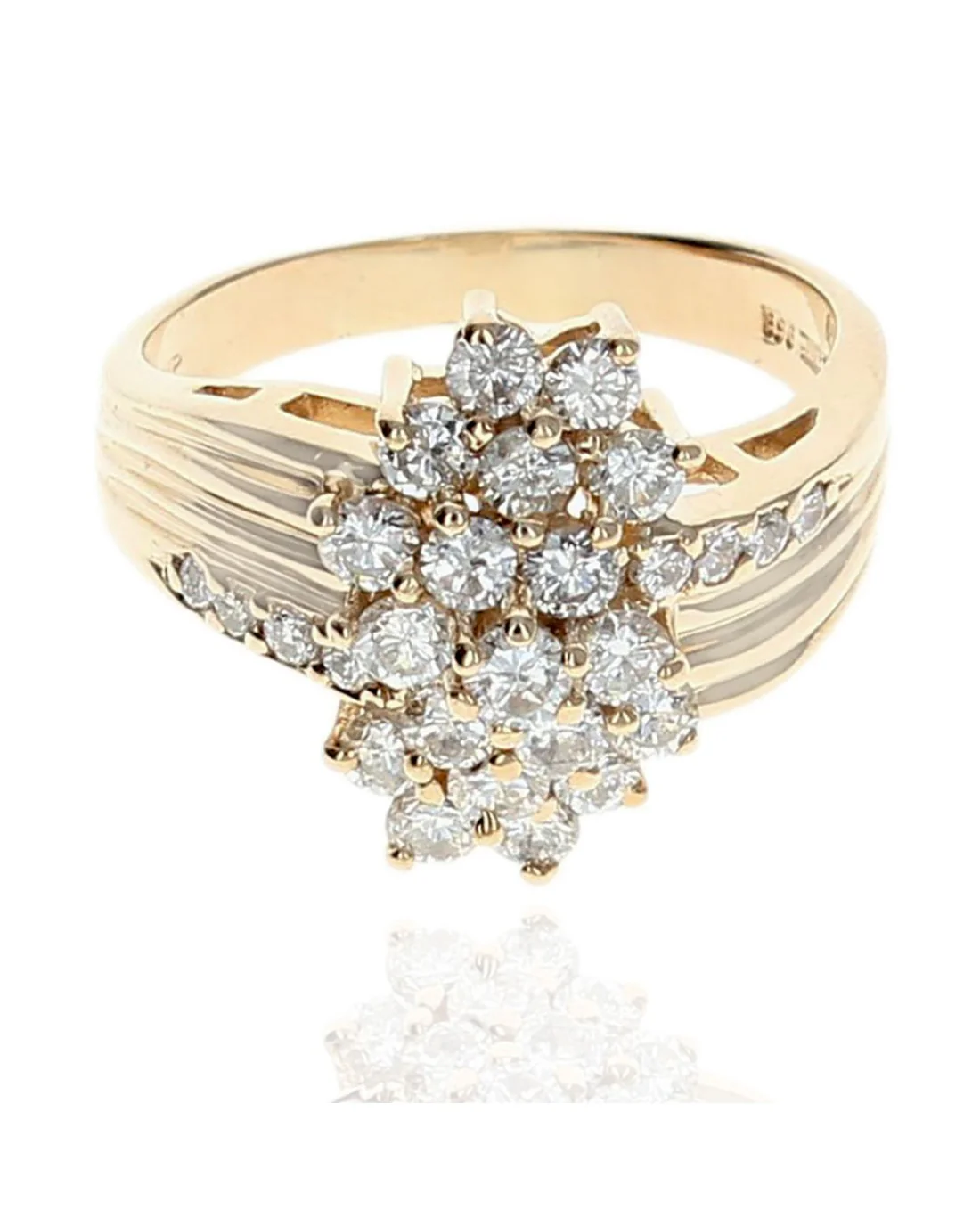 Diamond Fluted Cluster Ring in Gold - Image 2