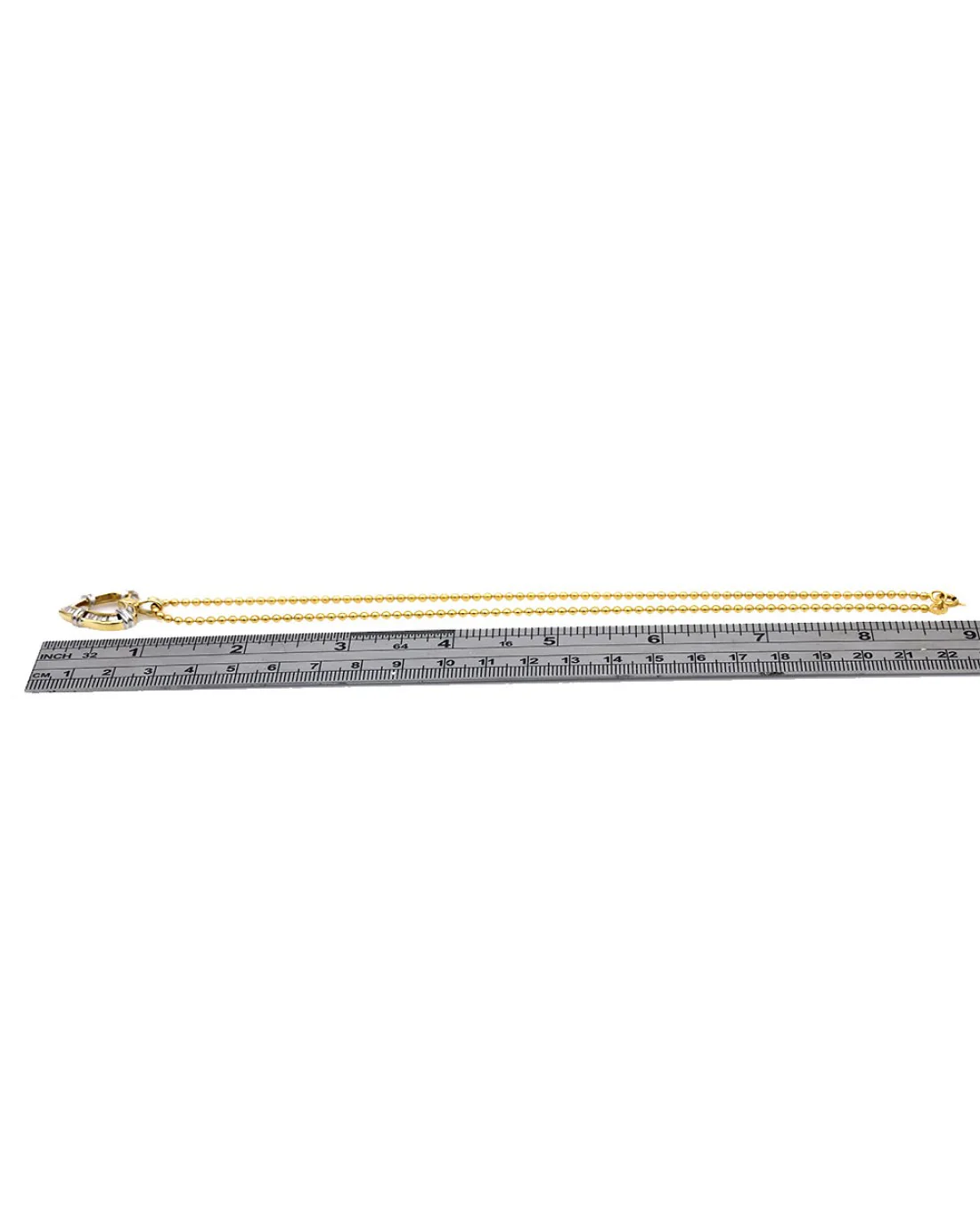 Diamond Fluted Open Heart Drop Necklace in White and Yellow Gold - Image 3