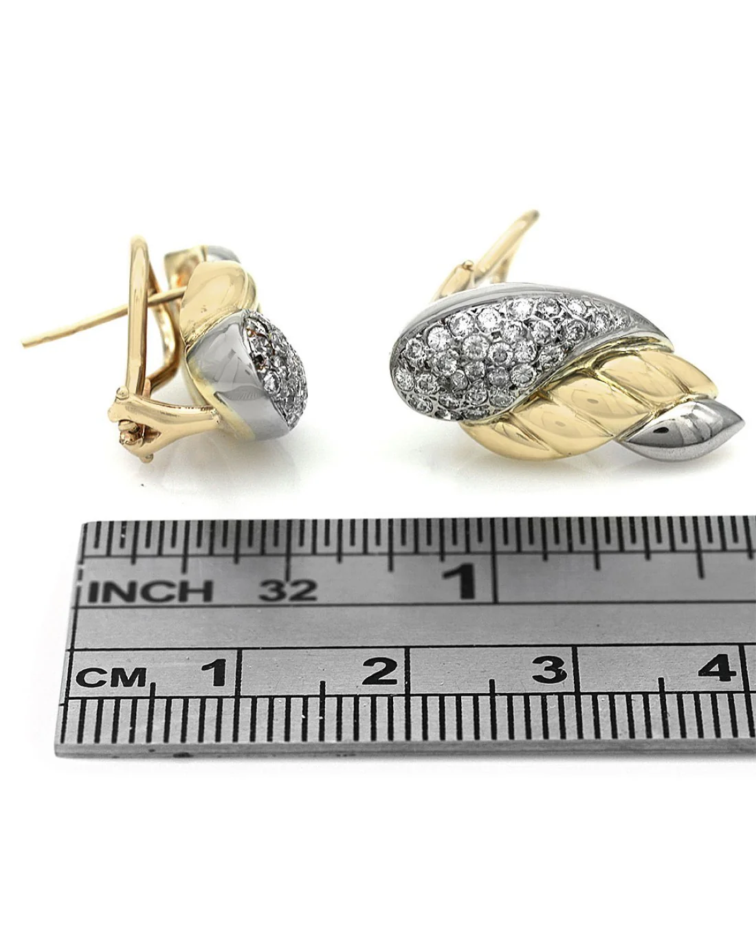 Diamond Fluted Teardrop Earrings - Image 3