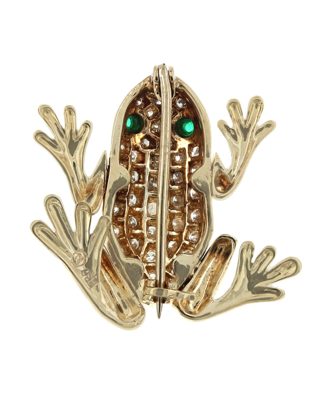 Diamond Frog Pin with Emerald Eyes - Image 2