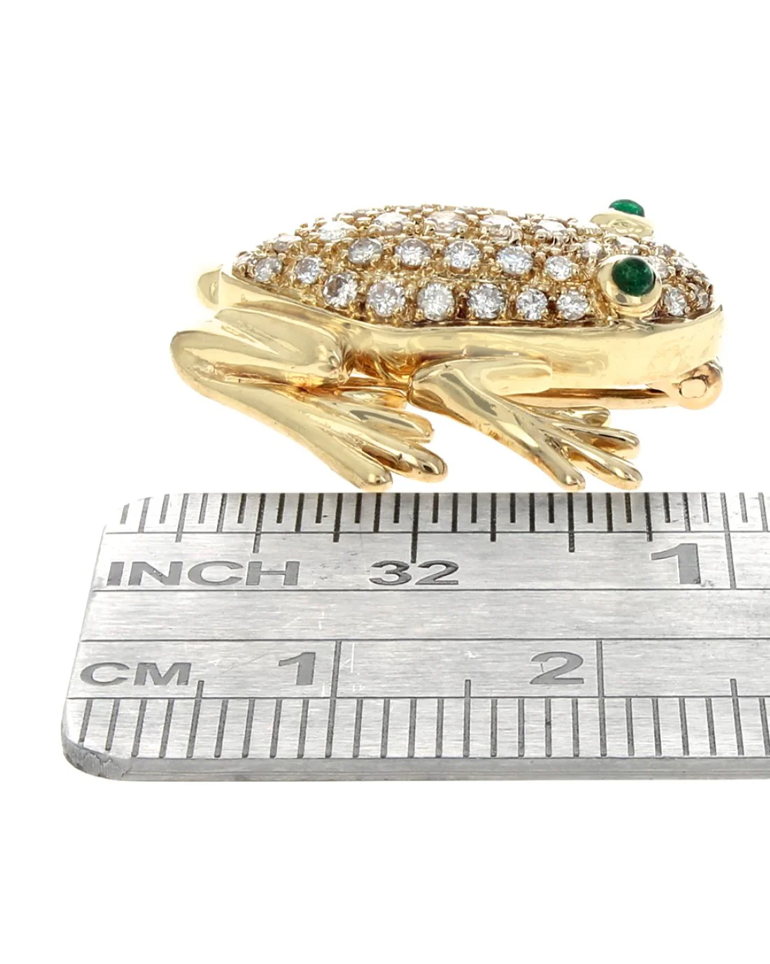 Diamond Frog Pin with Emerald Eyes - Image 3