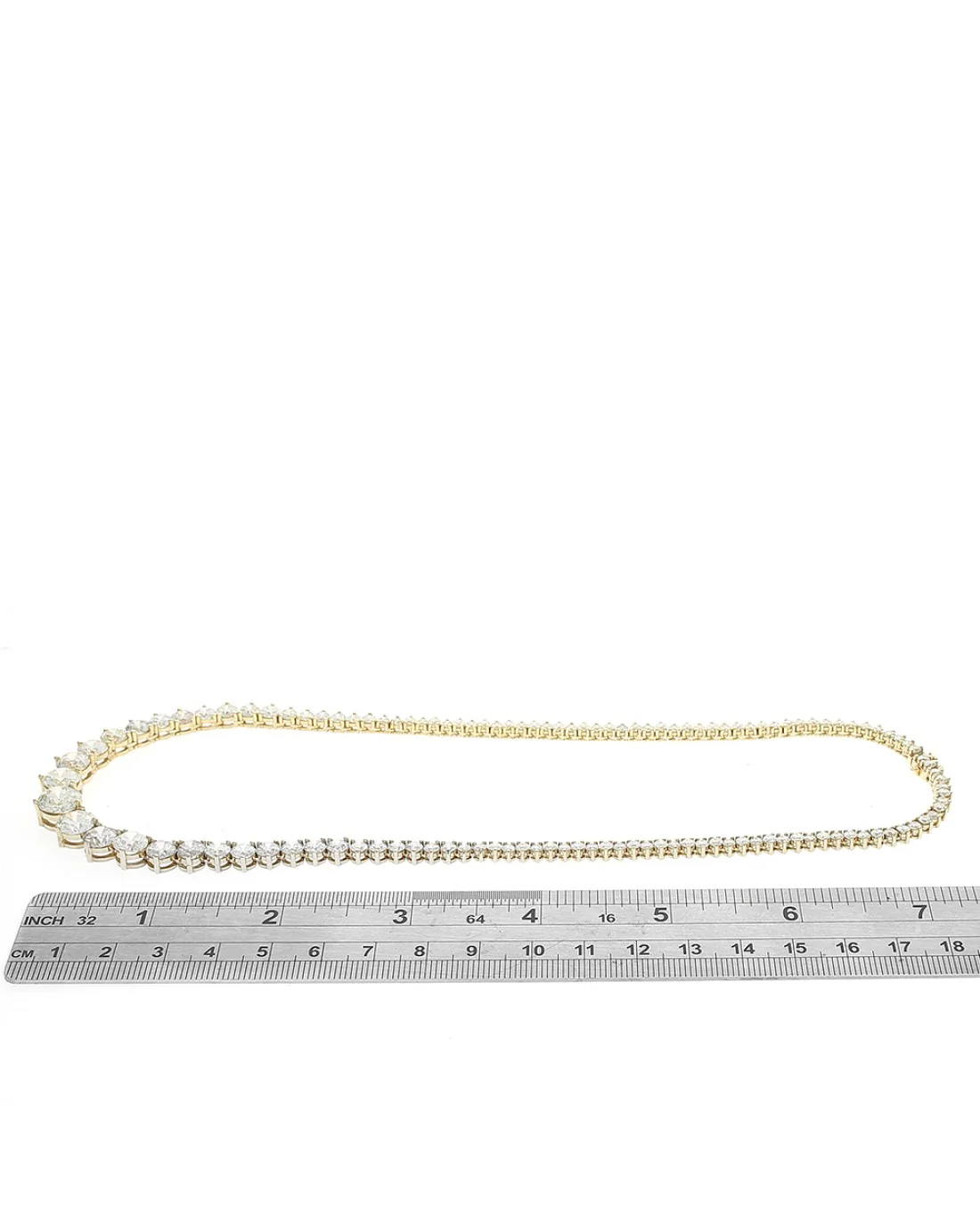 Diamond Graduated Inline Necklace in Yellow Gold - Image 3