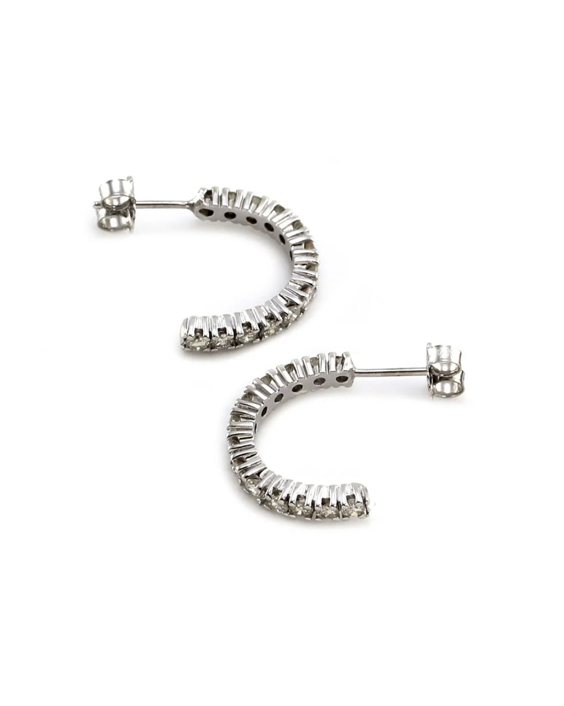 Diamond Half Hoop Earrings in White Gold - Image 2