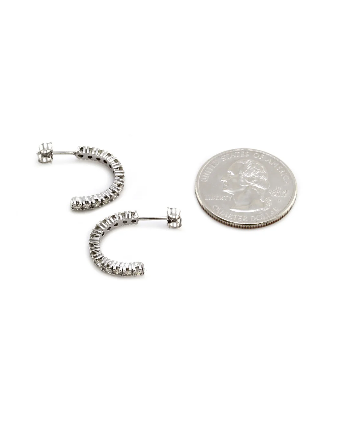 Diamond Half Hoop Earrings in White Gold - Image 3