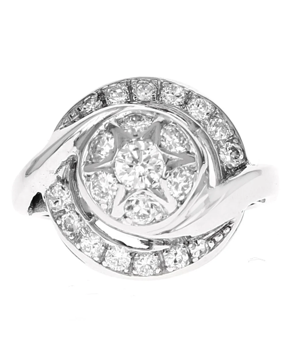 Diamond Halo Bypass Swirl Ring - Image 2