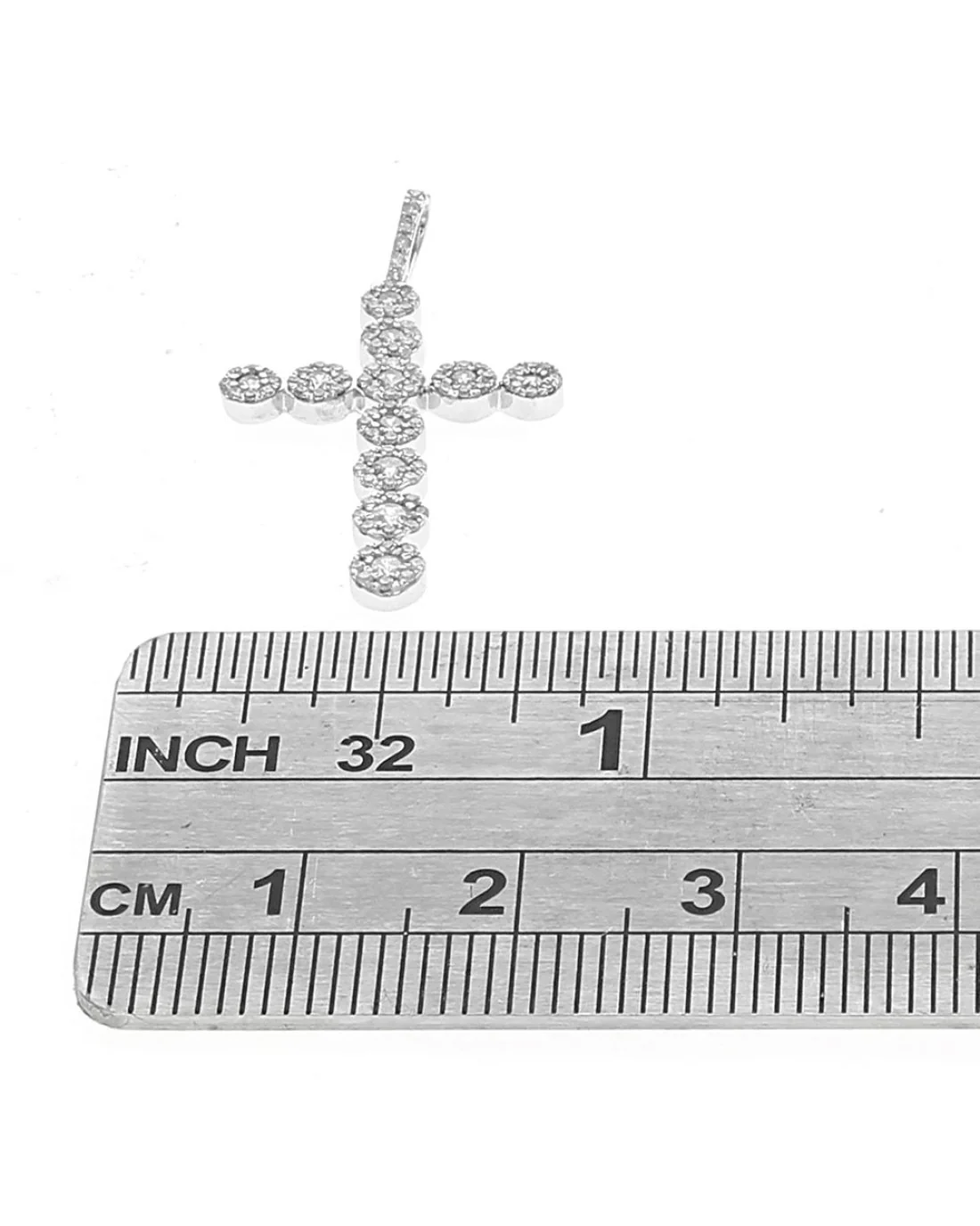 Diamond Halo Cross Pendant in White Gold - Image 3