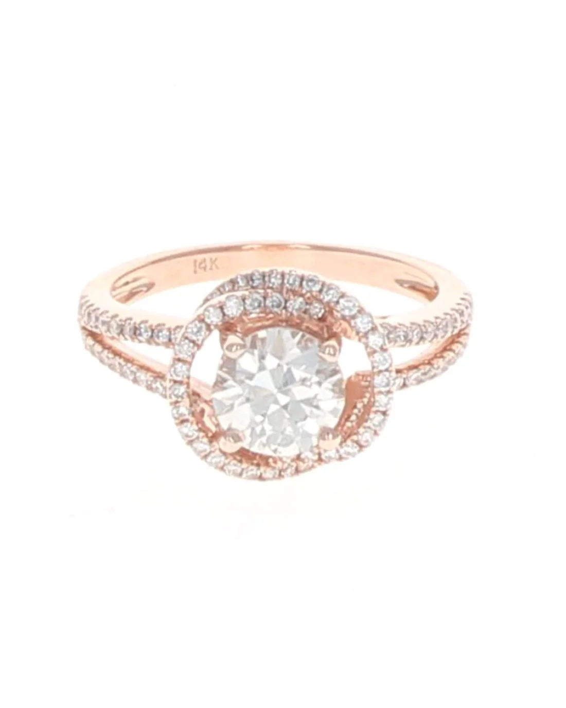 Diamond Halo Crossover Ring in Rose Gold - Image 2