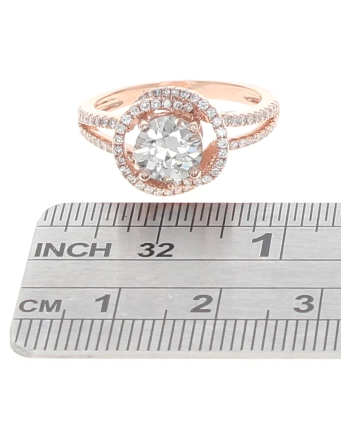Diamond Halo Crossover Ring in Rose Gold - Image 3