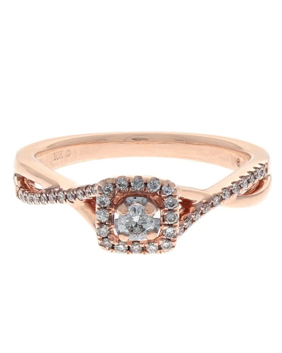 Diamond Halo Crossover Shank Engagement Ring - Image 2
