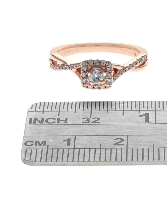 Diamond Halo Crossover Shank Engagement Ring - Image 3