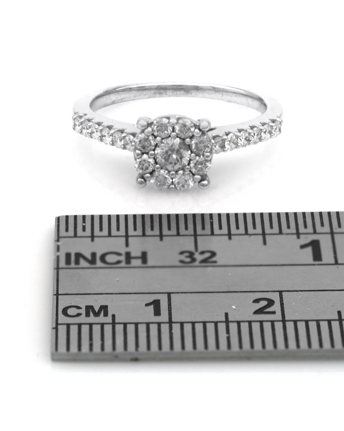 Diamond Halo Engagement Ring in White Gold - Image 3