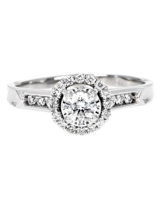 Diamond Halo Engagement Ring in White Gold - Image 2