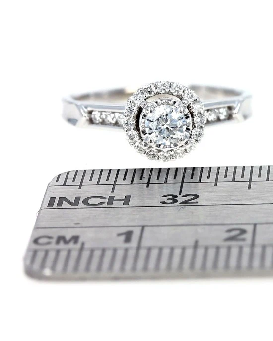 Diamond Halo Engagement Ring in White Gold - Image 3