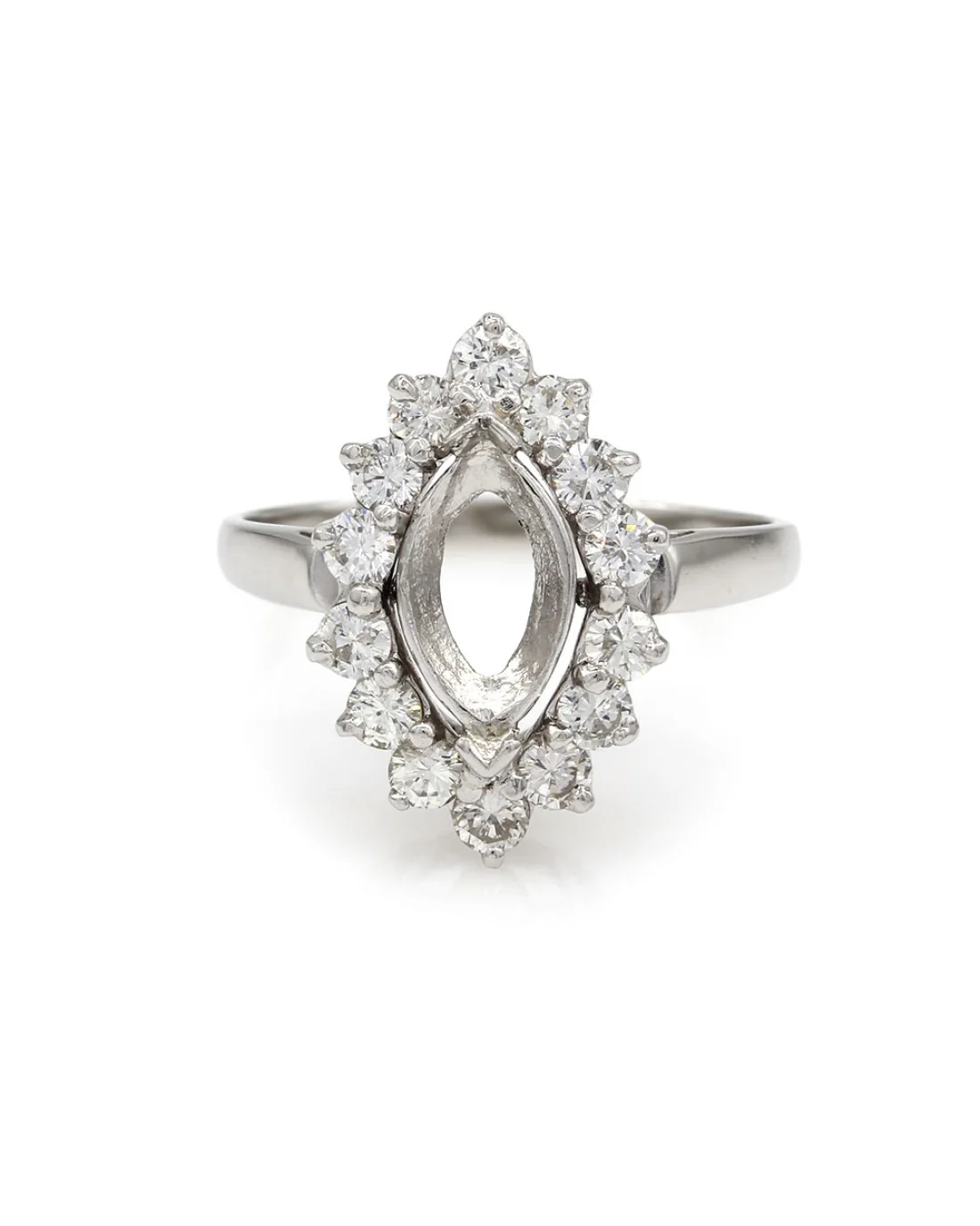 Diamond Halo Ring Mounting in Platinum - Image 2