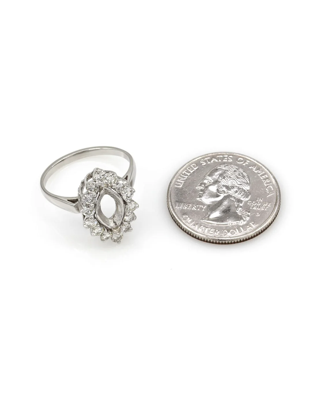 Diamond Halo Ring Mounting in Platinum - Image 3