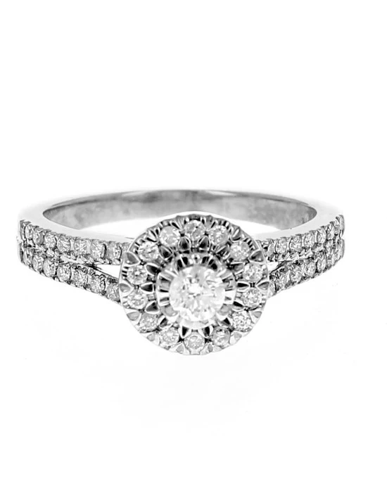 Diamond Halo Ring with Diamond Shank - Image 2