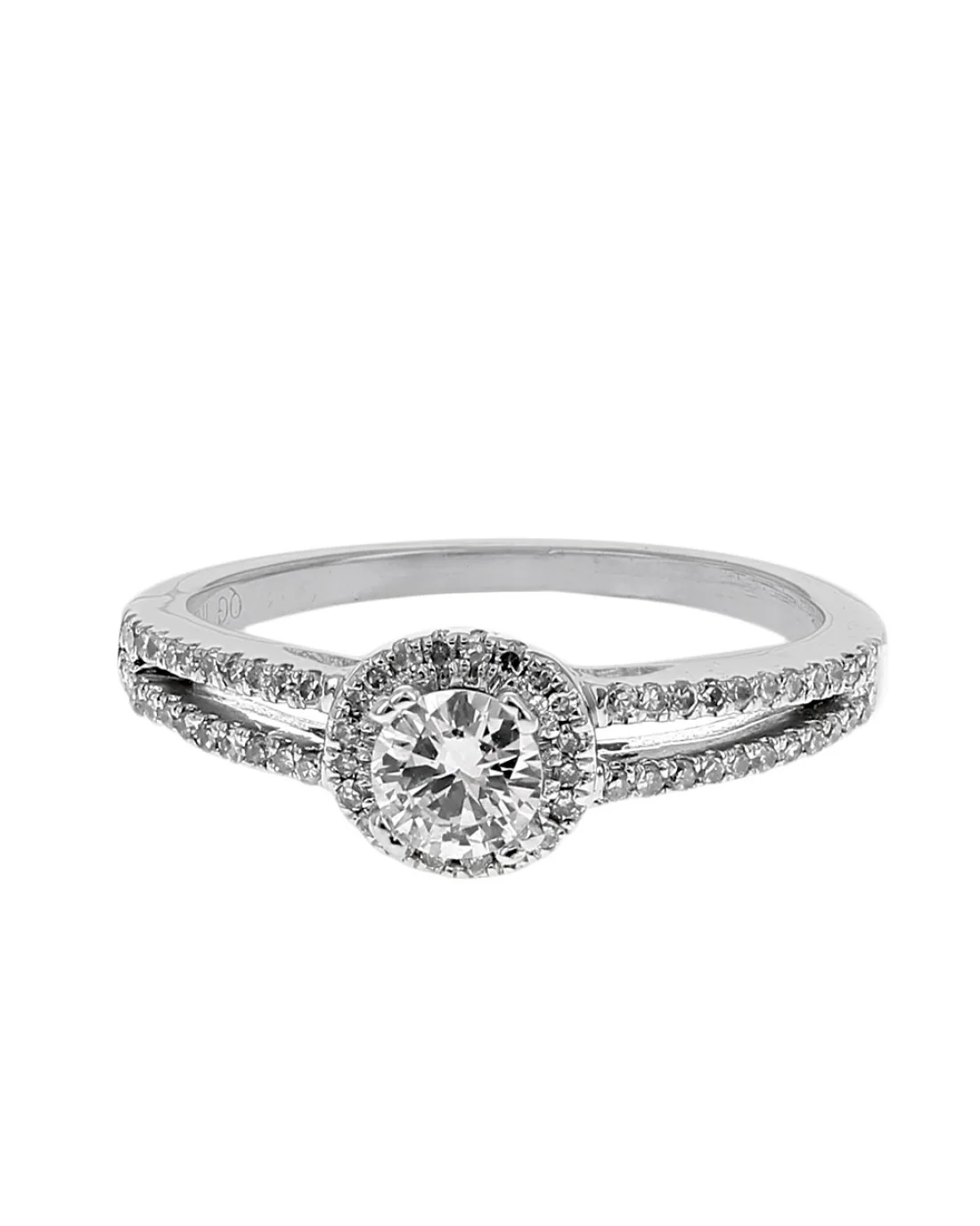 Diamond Halo Split Shank Engagement Ring - Image 2