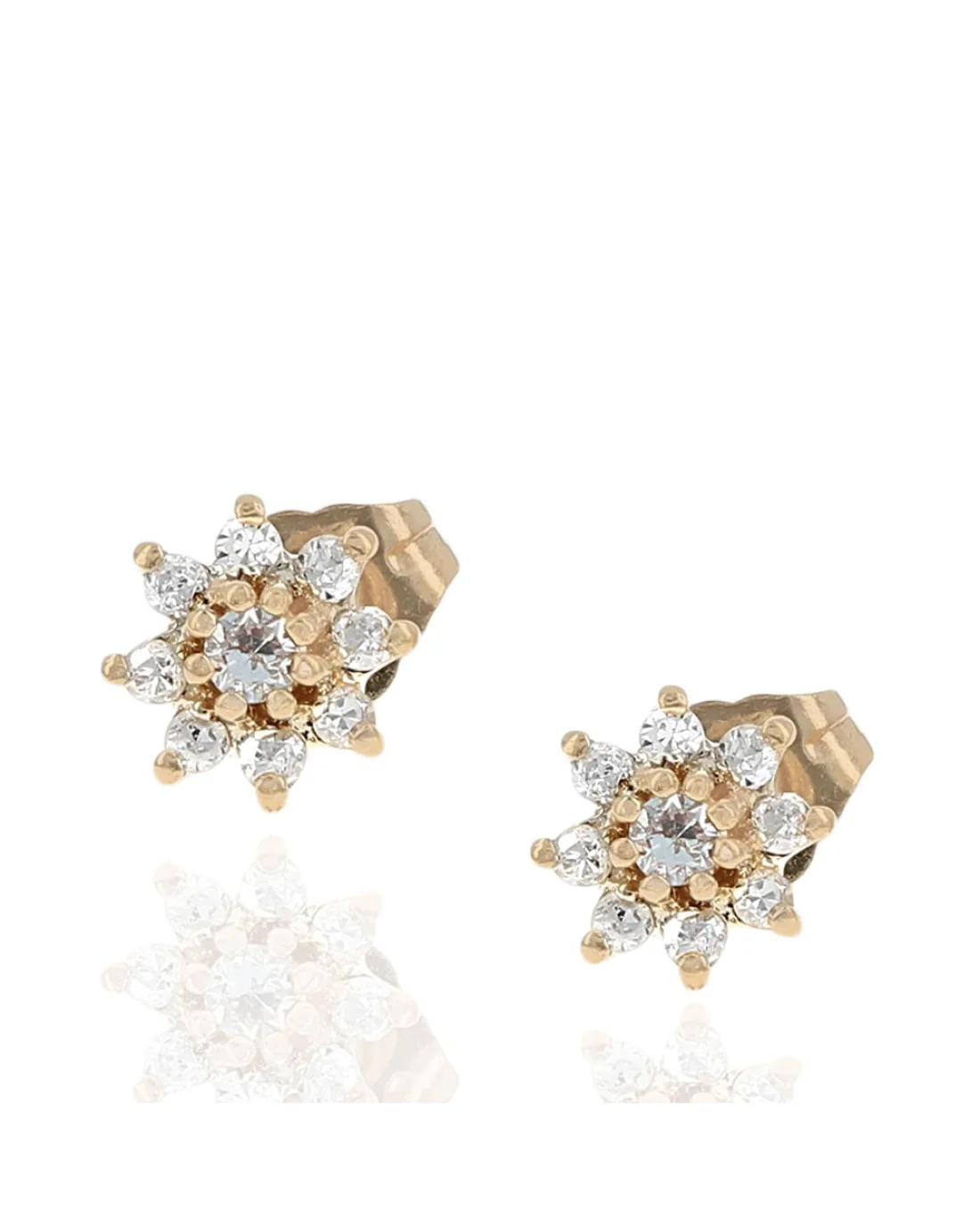 Diamond Halo Stud Earrings in Yellow Gold