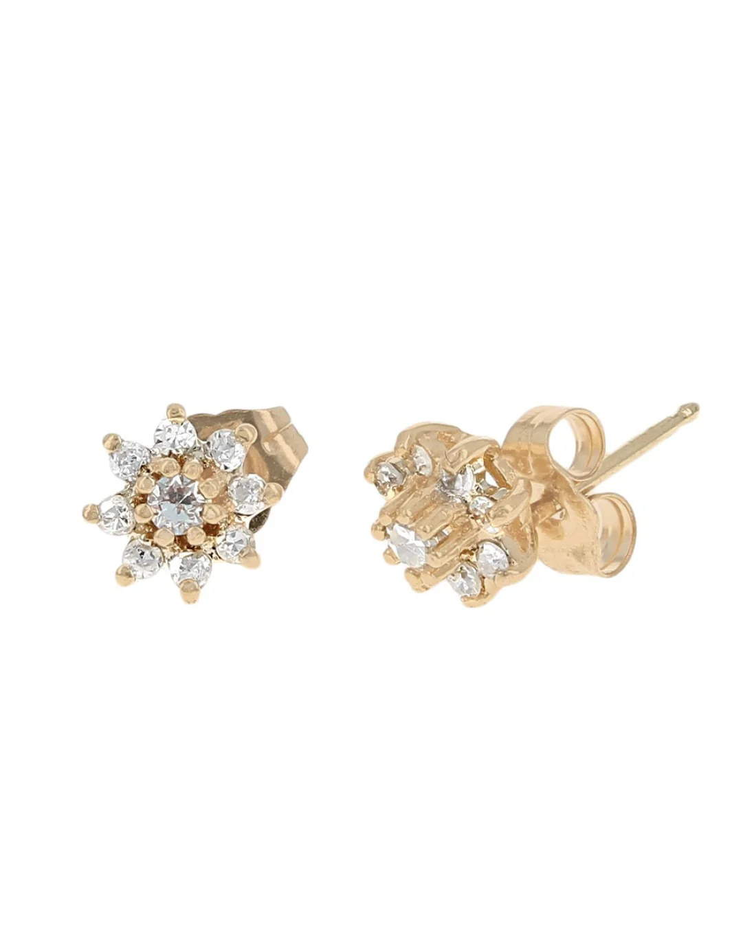 Diamond Halo Stud Earrings in Yellow Gold - Image 2