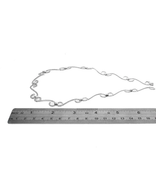 Diamond Heart and Scroll Link Necklace - Image 3