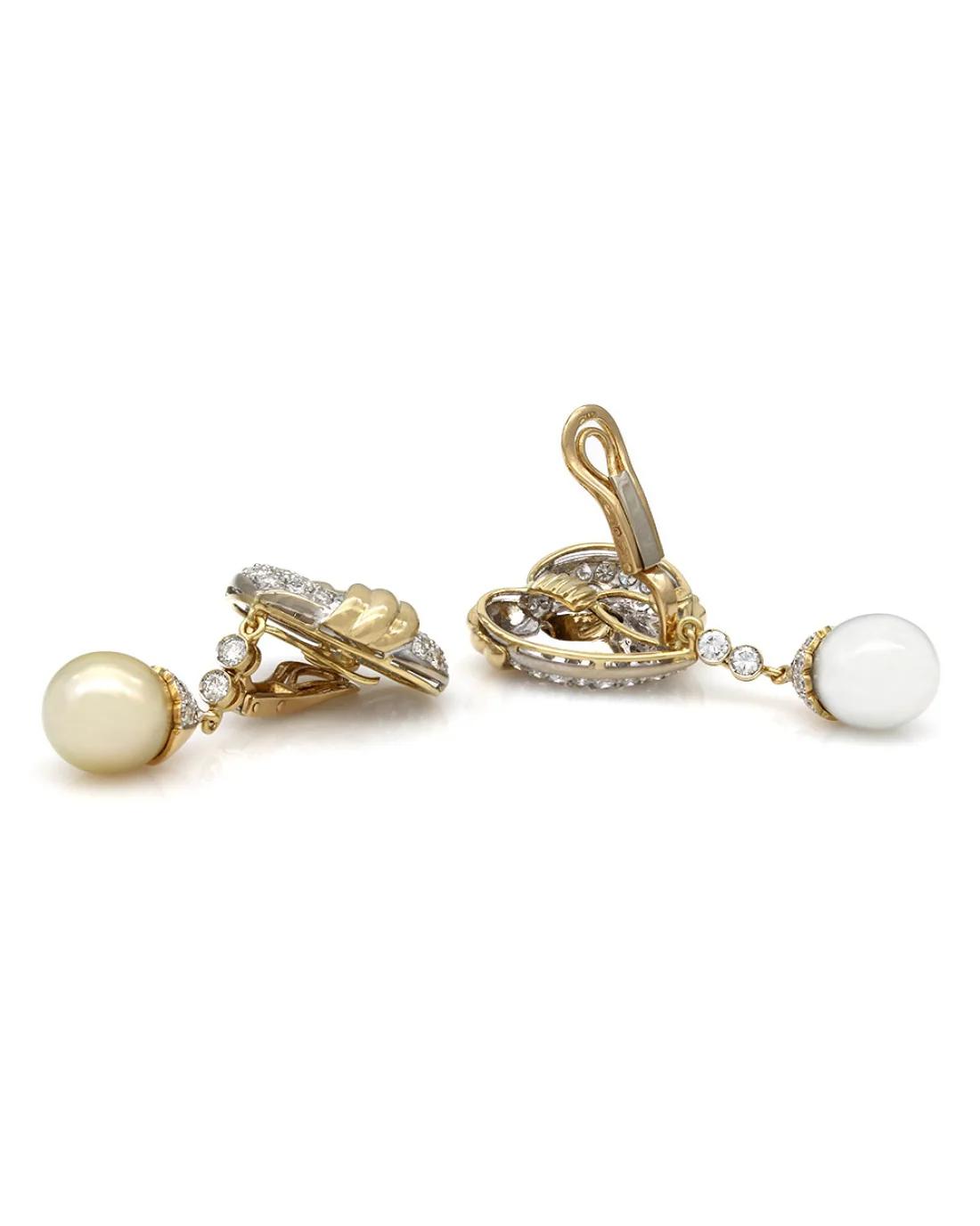 Diamond Heart Earrings Pearl Pigtails - Image 3