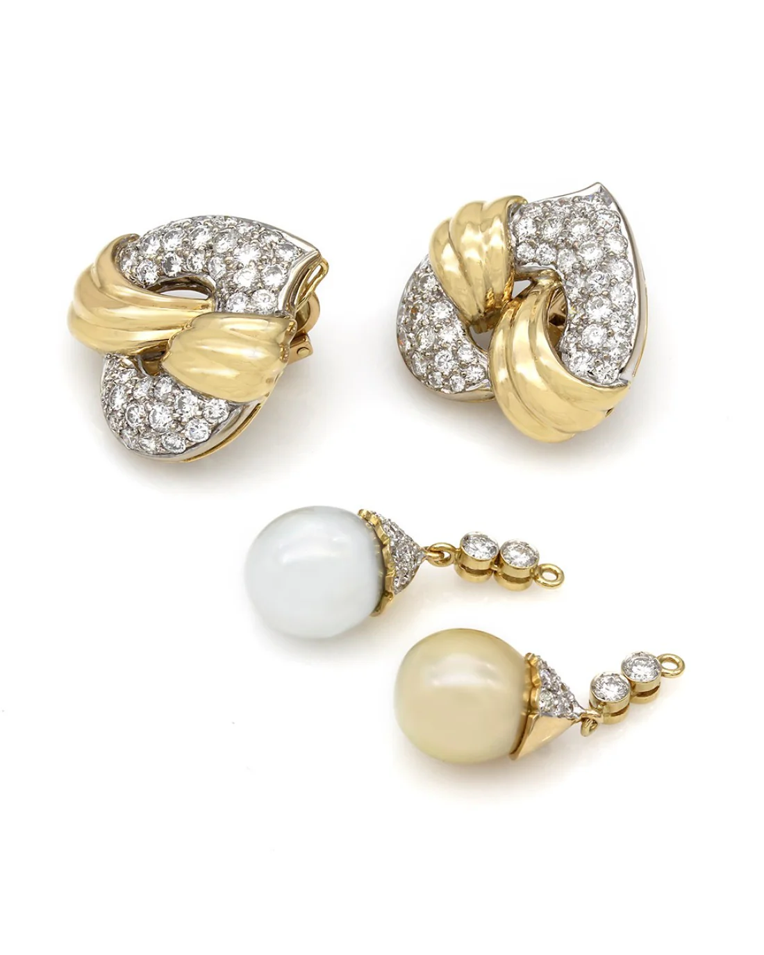 Diamond Heart Earrings Pearl Pigtails - Image 4