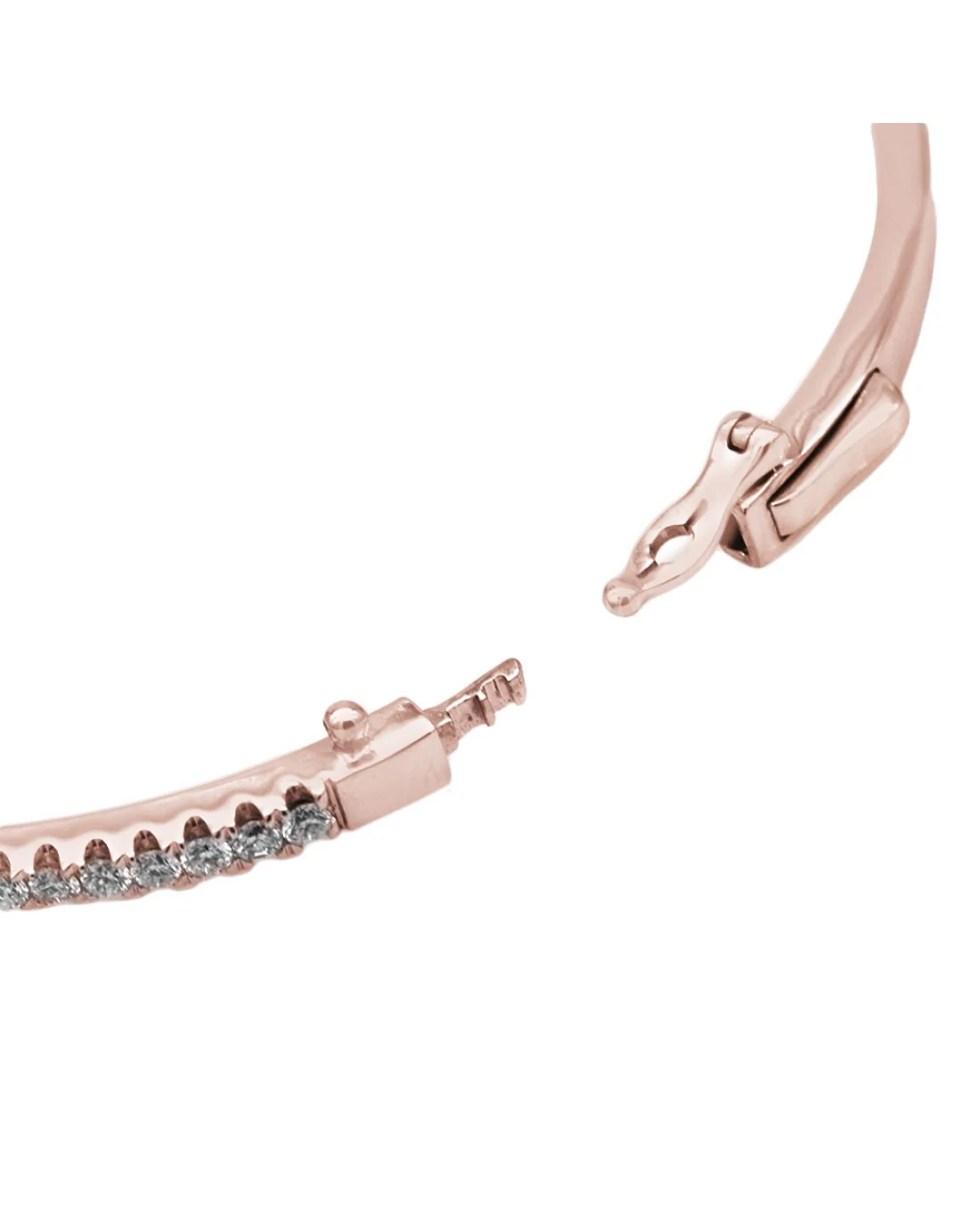 Diamond Hinged Bangle Bracelet in Rose Gold - Image 2