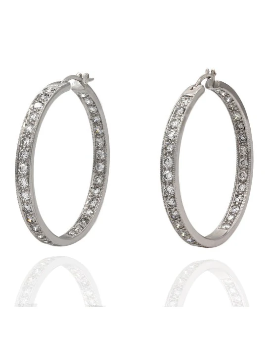 Diamond Hoop Earrings in Gold