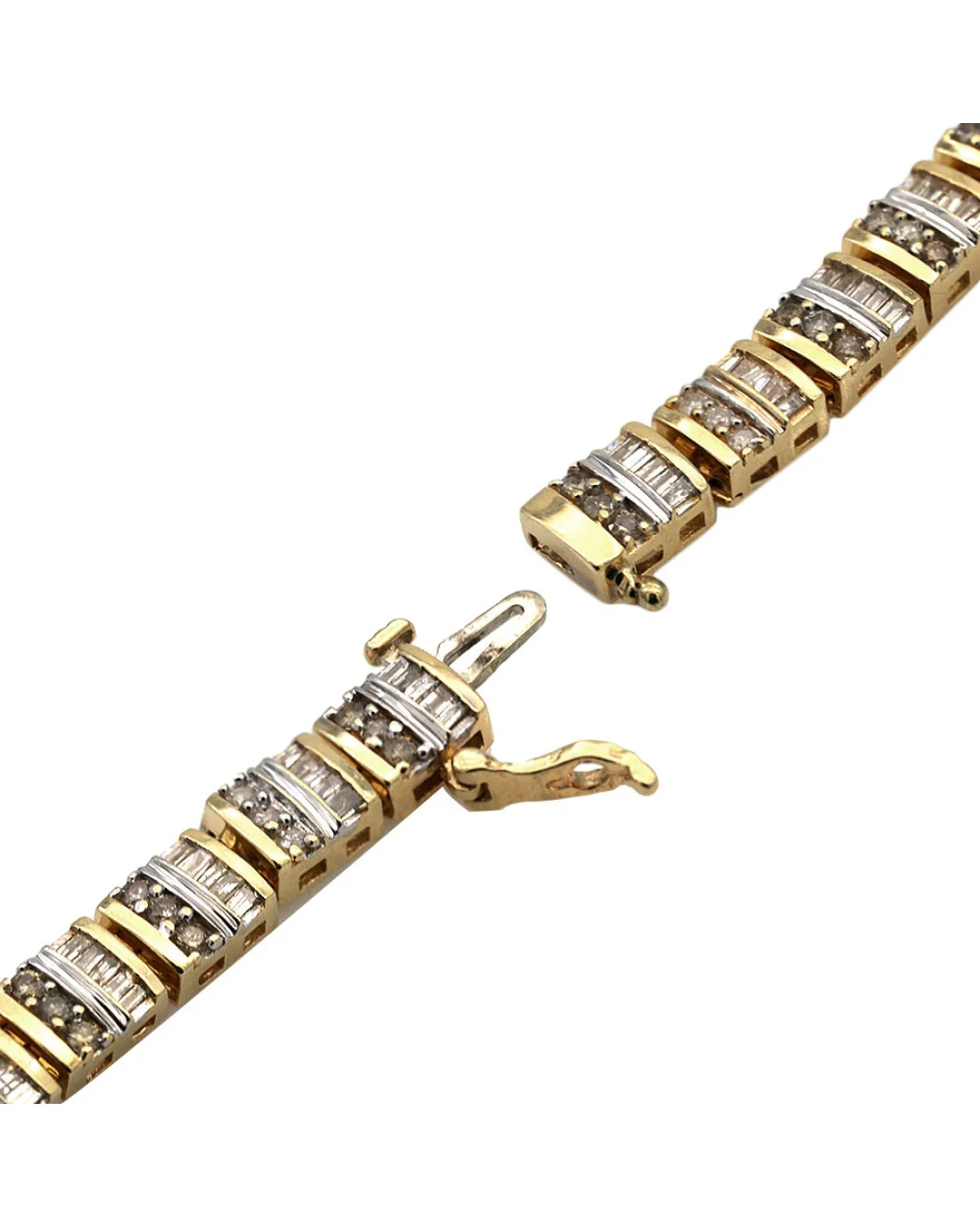 Diamond Inline Bracelet in White and Yellow Gold - Image 2
