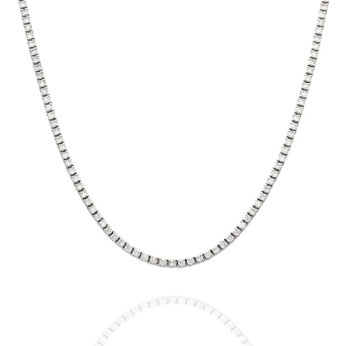 18K White Gold Diamond Inline Necklace in Gold