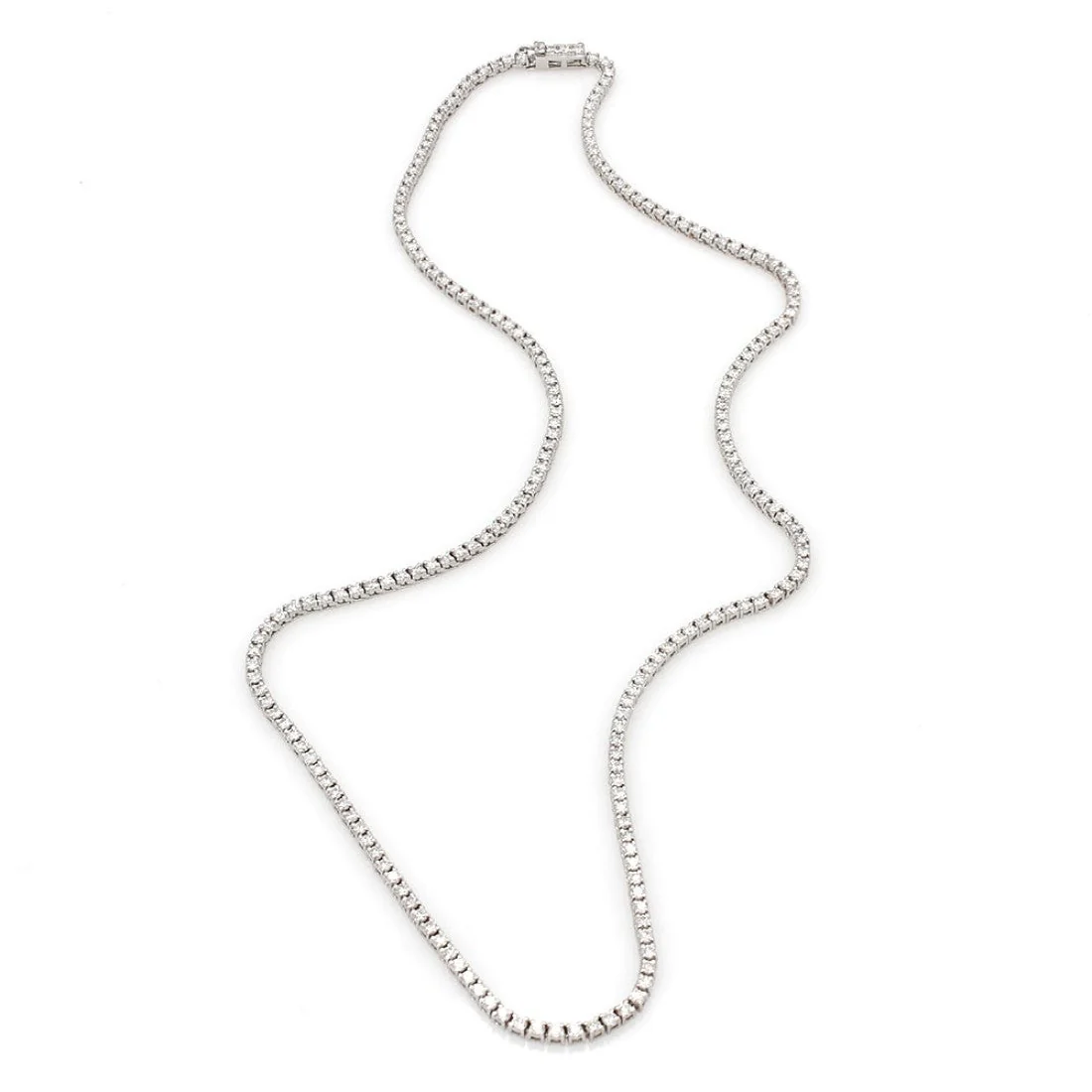 18K White Gold Diamond Inline Necklace in Gold - Image 2