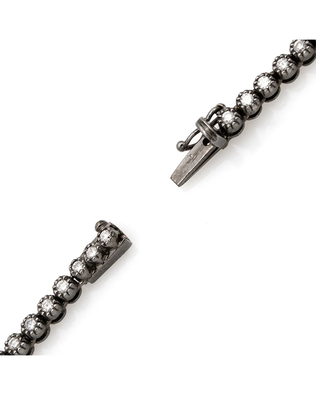 Diamond Inline Necklace with Diamond Halo and Rubellite Oval in 18k White Gold - Image 3