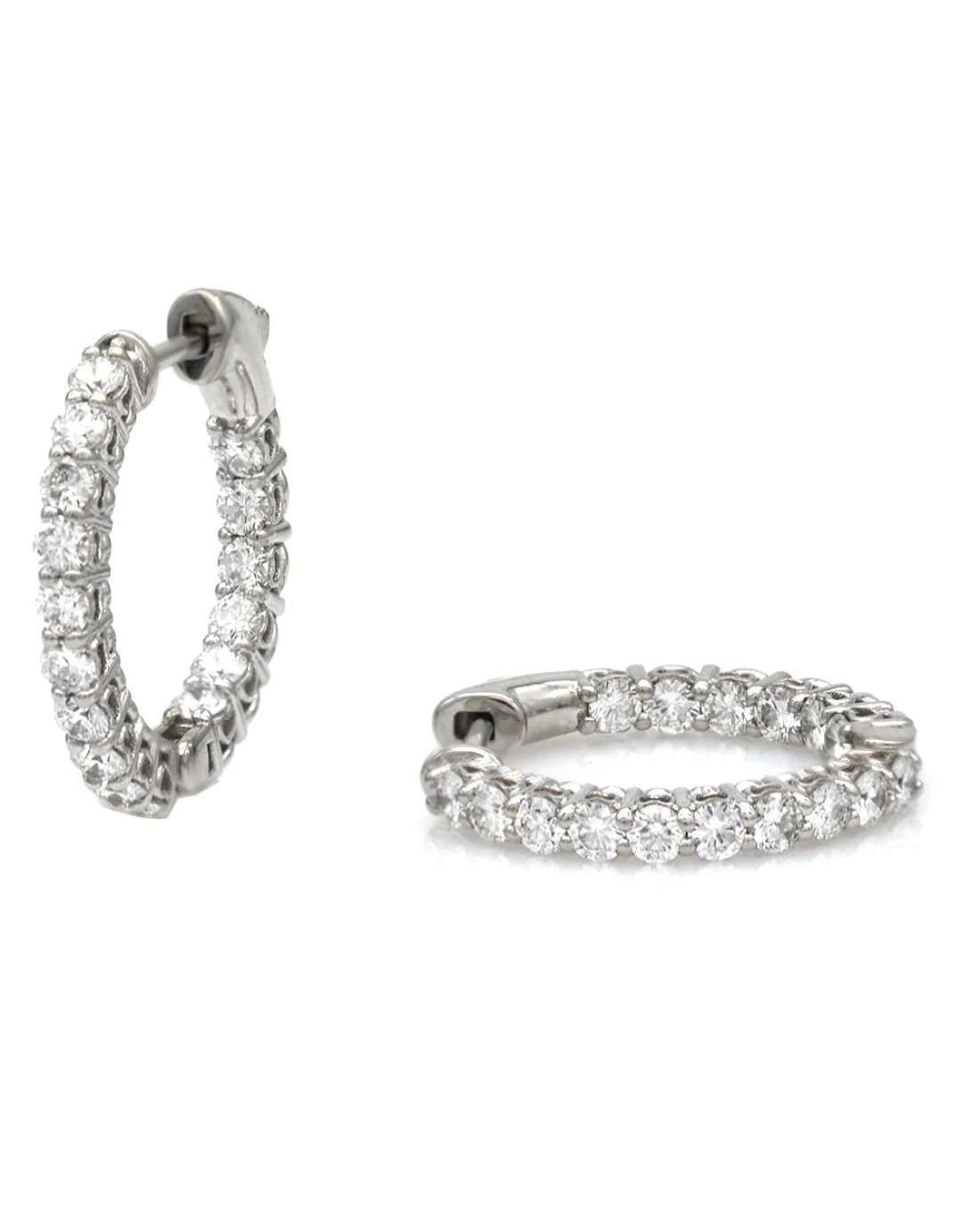 Diamond Inside Outside Hoop Earrings - Image 2