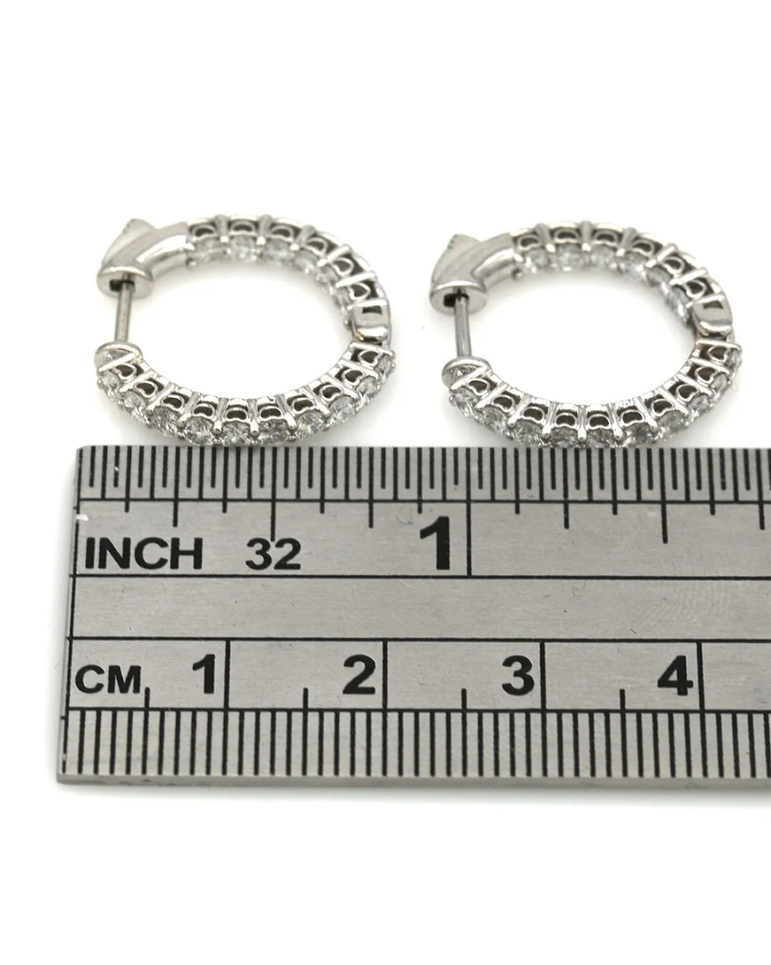 Diamond Inside Outside Hoop Earrings - Image 3