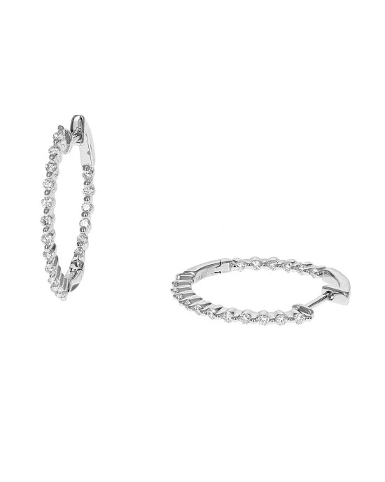 Diamond Inside Outside Hoop Earrings - Image 2
