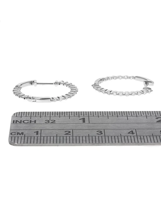 Diamond Inside Outside Hoop Earrings - Image 3