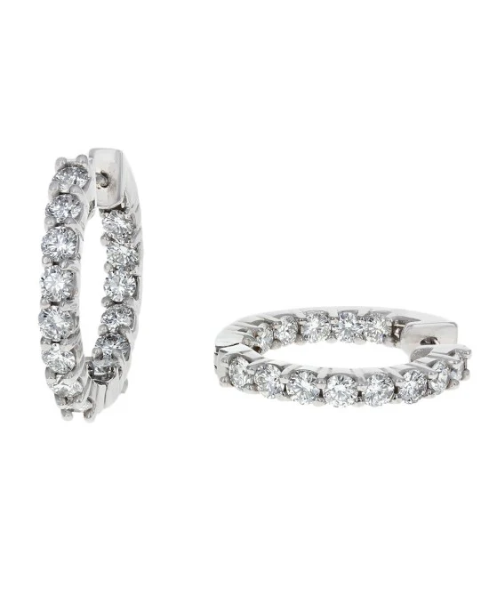 Diamond Inside Outside Hoop Earrings - Image 2