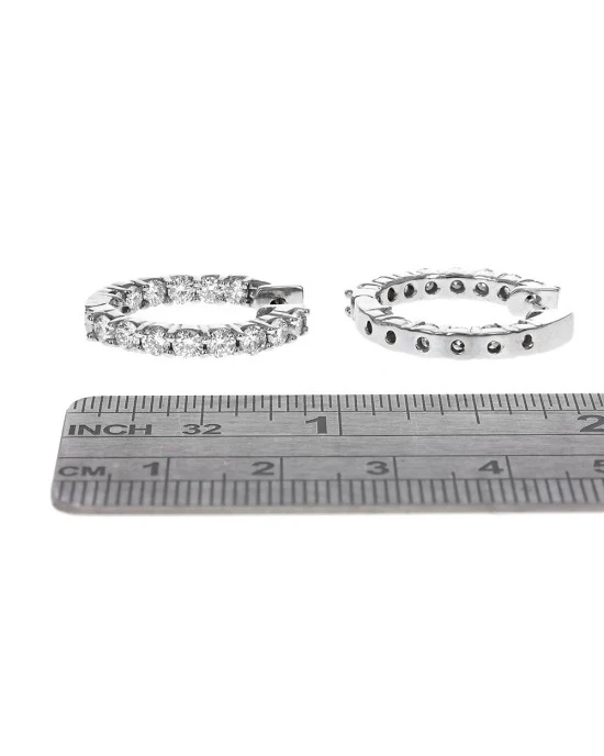 Diamond Inside Outside Hoop Earrings - Image 3