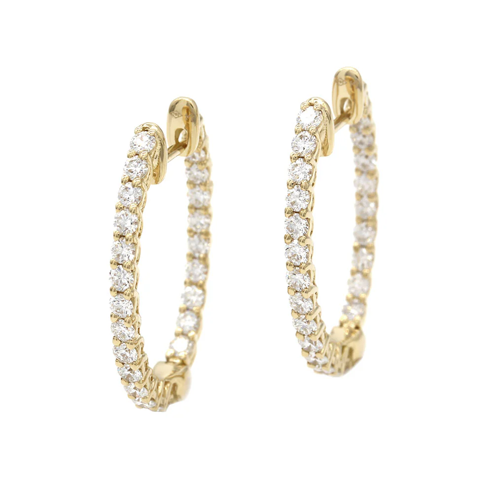 Diamond Inside-Outside Hoop Earrings in Gold