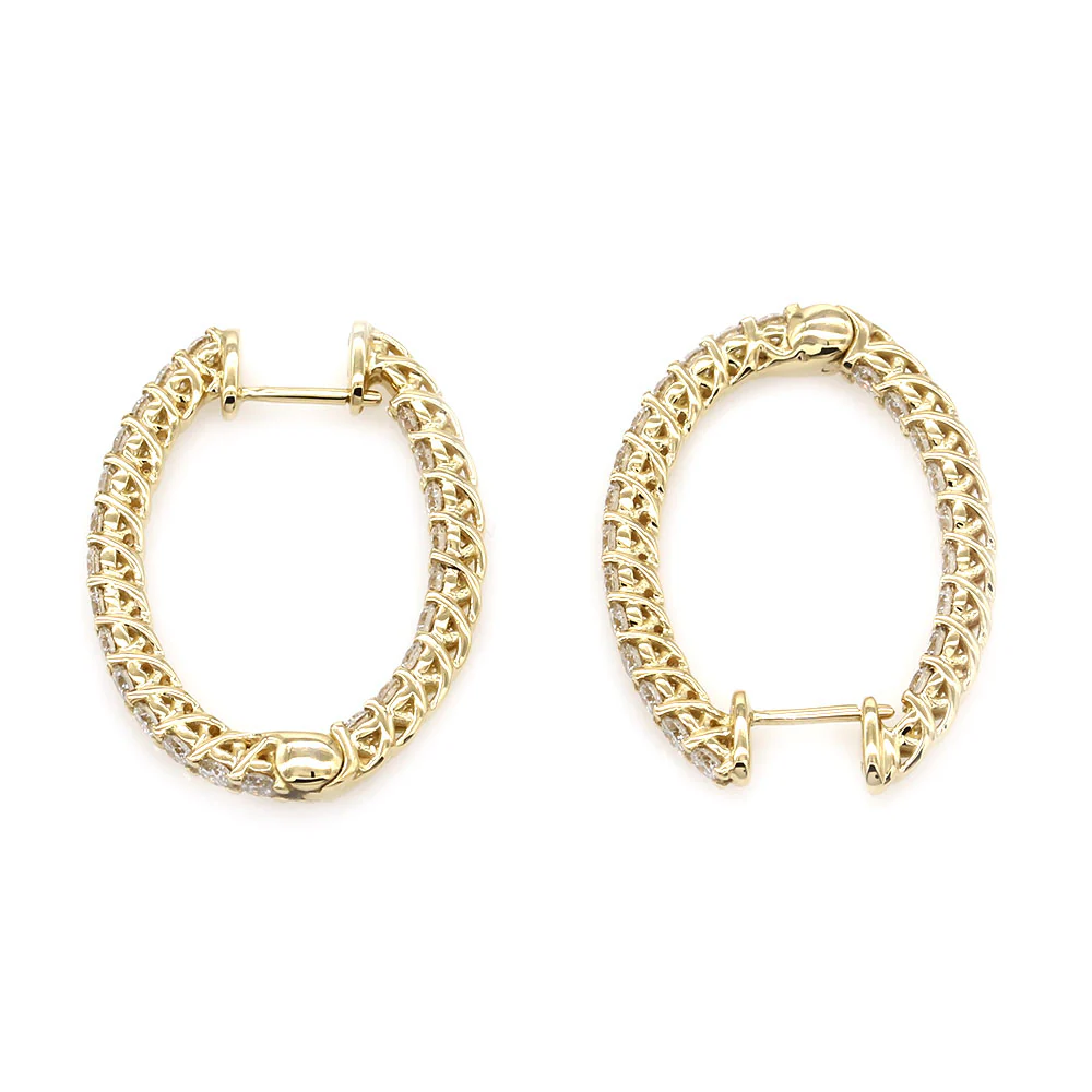 Diamond Inside-Outside Hoop Earrings in Gold - Image 2