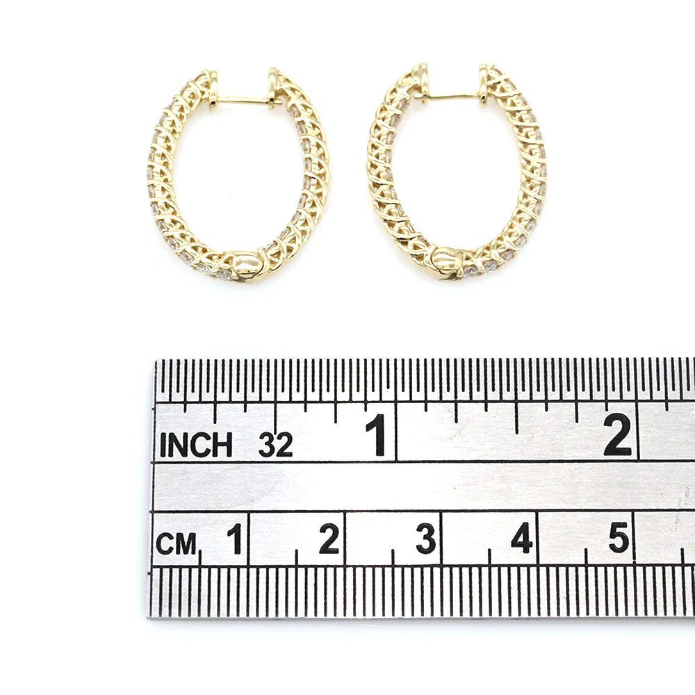Diamond Inside-Outside Hoop Earrings in Gold - Image 3