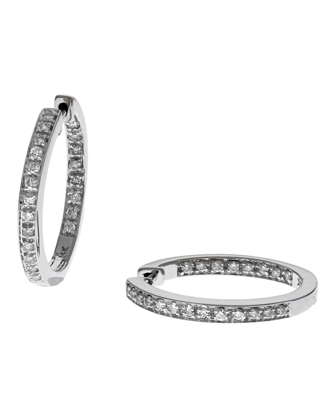 Diamond Inside Outside Hoop Earrings in White Gold - Image 2
