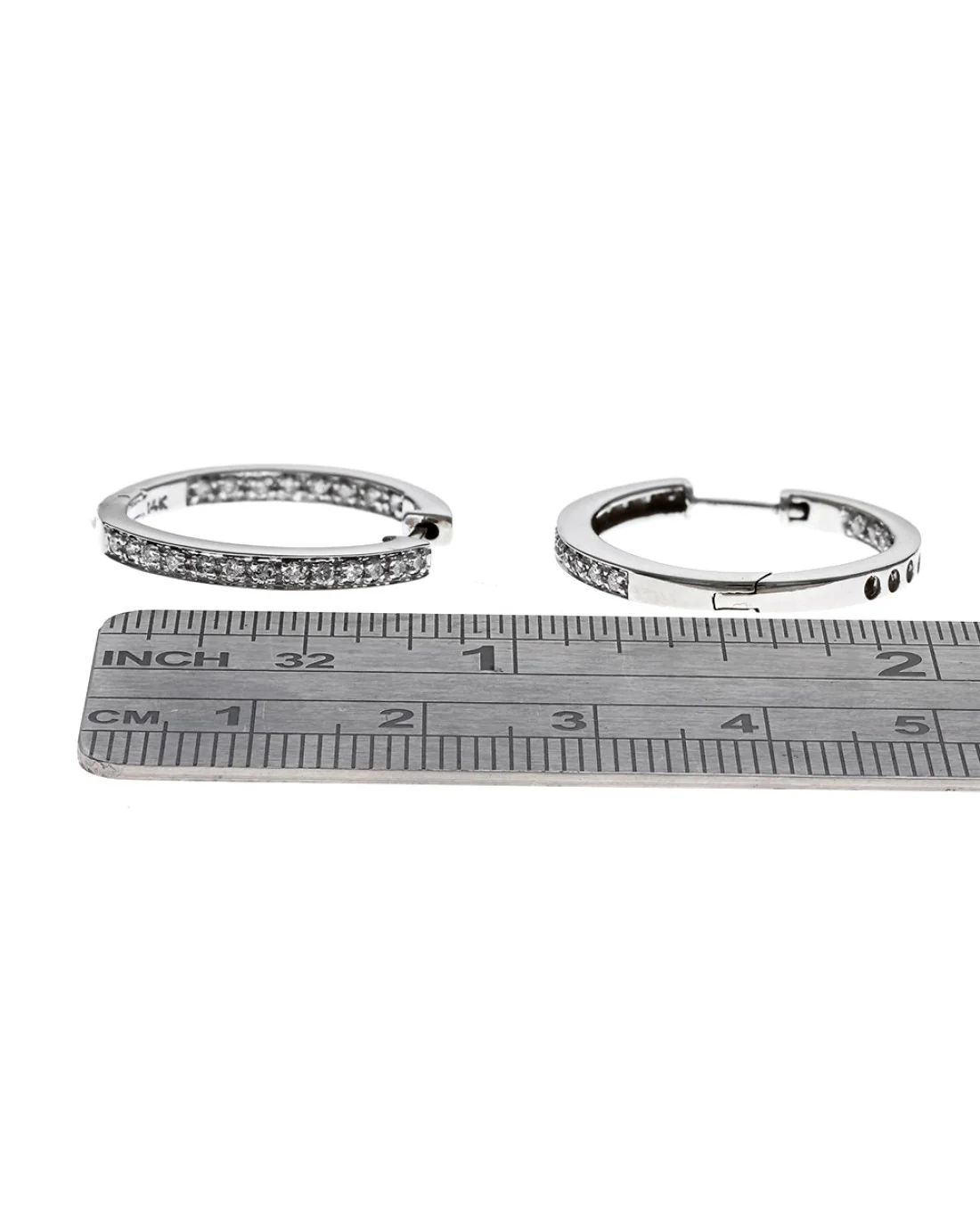 Diamond Inside Outside Hoop Earrings in White Gold - Image 3