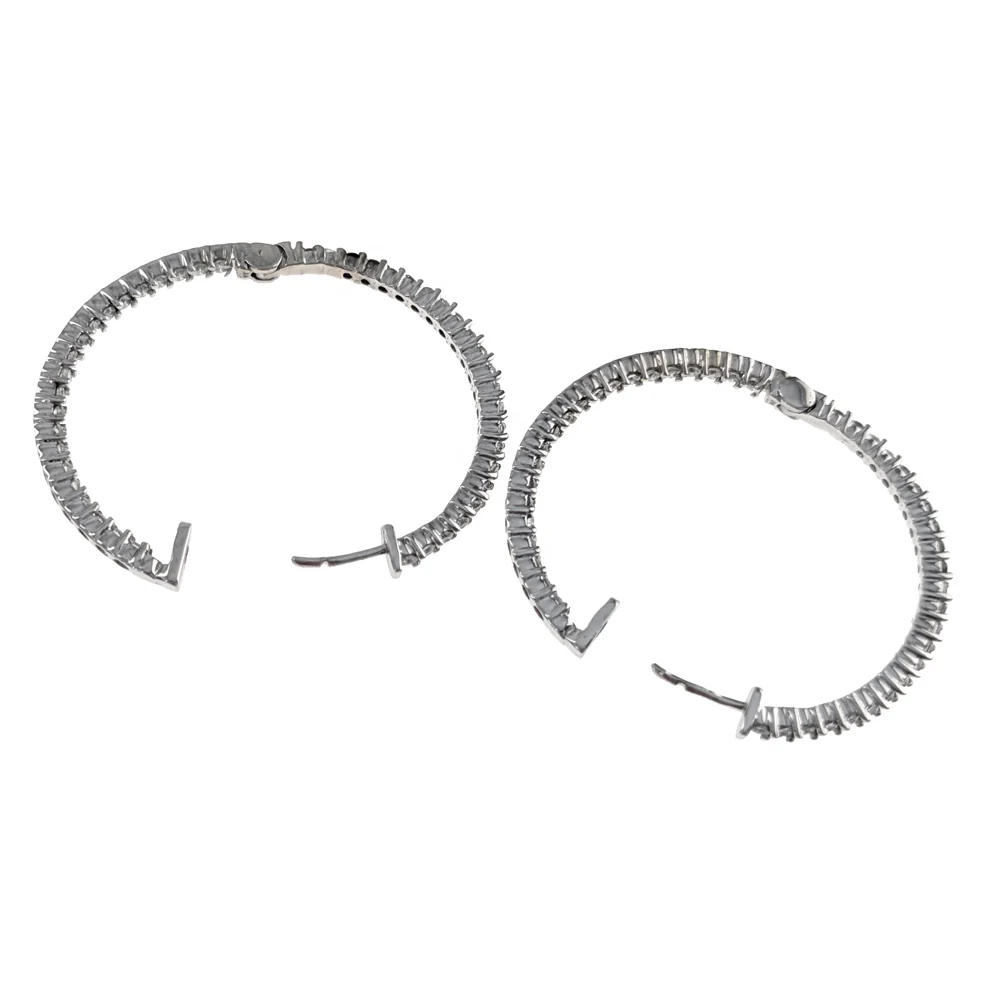 Diamond Inside Outside Hoop Earrings in White Gold - Image 2