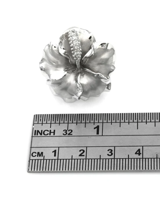 Diamond Large Flower Ring in White Gold - Image 3