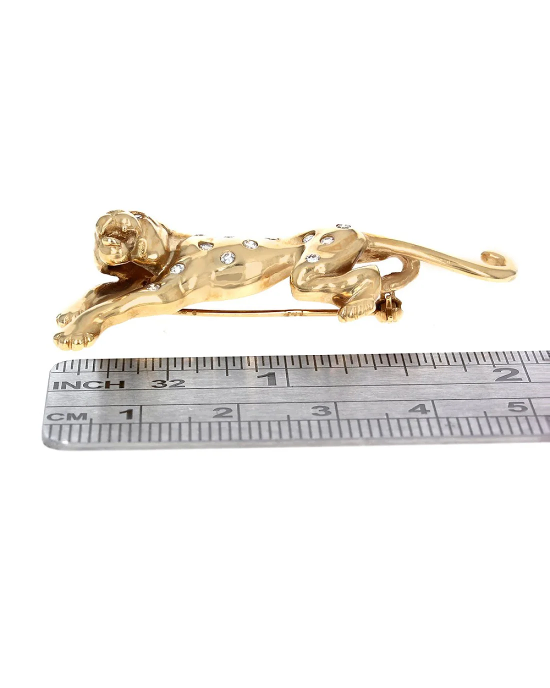 Diamond Leopard Pin Brooch - Image 3