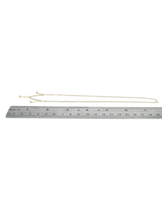 Diamond Linear Bar Station Cable Chain Necklace - Image 3
