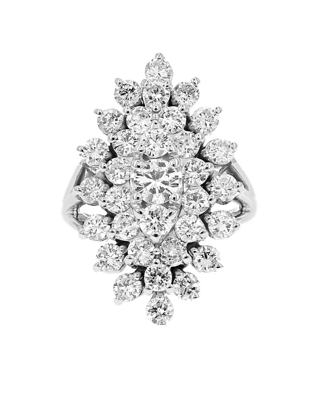Diamond Marquise Shape Cluster Ring in White Gold - Image 2