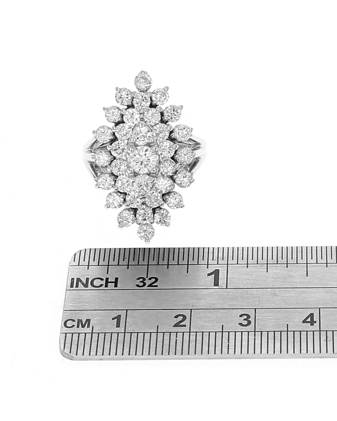 Diamond Marquise Shape Cluster Ring in White Gold - Image 3
