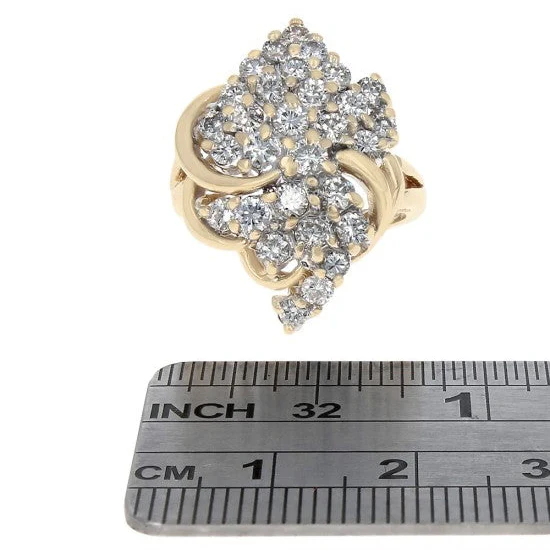 14K Yellow and White Gold Diamond Cluster Ring - Image 3